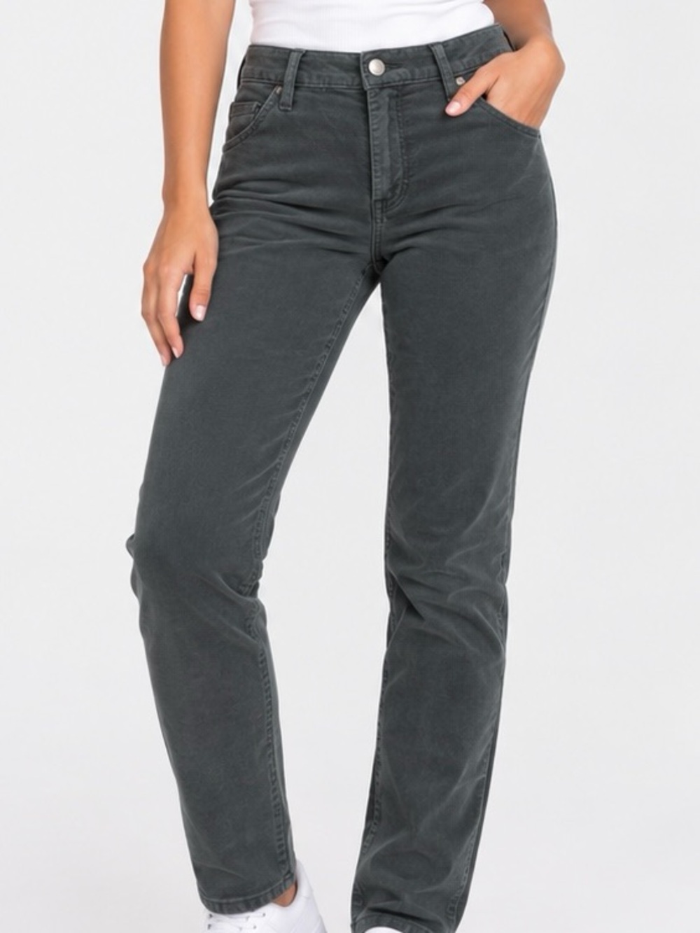 Women's High-Rise Straight Jeans - Charcoal Corduroy